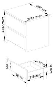 Ak furniture Nočný stolík CL2 s 2 zásuvkami grafit/dub artisan