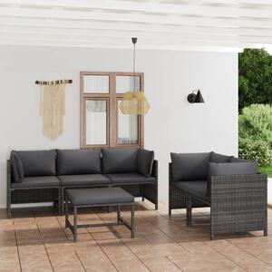 Maison Exclusive – 6-dielna záhradná súprava s vankúšmi Poly Rattan Grey