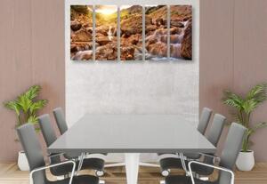 5-dielny obraz vysokohorské vodopády - 100x50