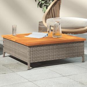 Maison Exclusive - Záhradný stôl sivý 70x70x25 cm ratan a akáciový masív