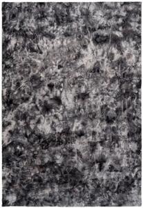 Plyšový koberec s grafitovými fľakmi - 120 x 170 cm , Tkaný, bytový koberec, kusový, obdĺžnikový tvar, z polyesteru, s dlhým vlasom, moderný štýl