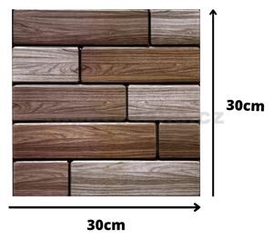 Samolepiace PVC panely 3D panely PCVS08, cena za kus, rozmer 30 x 30 cm, obklad drevo hnedé, IMPOL TRADE