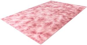 Plyšový koberec s rúžovými fľakmi - 80 x 150 cm , Tkaný, bytový koberec, kusový, obdĺžnikový tvar, z polyesteru, s dlhým vlasom, moderný štýl