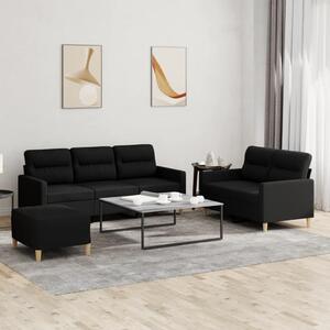 Maison Exclusive – 3-dielna sedacia súprava s vankúšmi, čierna látka