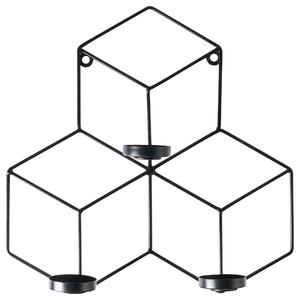 Nástenný svietnik čierny kovový 31 cm moderný geometrický držiak na sviečky bytová dekorácia