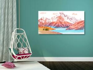 Obraz maľovaná horská krajina - 100x50