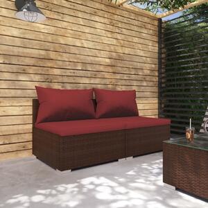 Maison Exclusive – 2-dielna záhradná súprava s vankúšmi z polyrotangu, hnedá