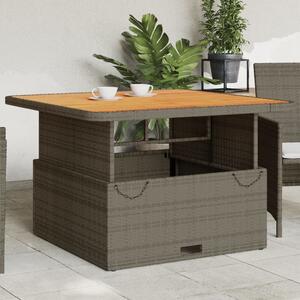 Maison Exclusive - Záhradný stôl sivý 110x110x71 cm Poly ratan a akáciové drevo