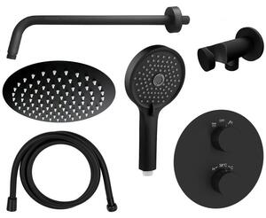 Sprchový set: termostat ERIDAN BLACK + hlavica 200mm + príslušenstvo