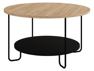Okrúhly konferenčný stolík s doskou v dubovom dekore v čierno-prírodnej farbe ø 80 cm Tonka – Marckeric
