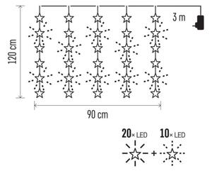LED vonkajšia svetelná reťaz 30xLED/3,9m IP44 hviezdy