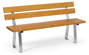 Vonkajšia lavička WOODY s operadlom, nerezová, 1500 mm, limba