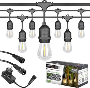 LED záhradný veniec 10m 10xE27 max 45W IP44 čierny