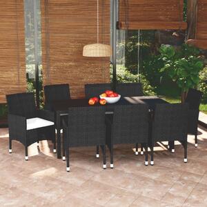 Maison Exclusive – 9-dielna záhradná jedálenská súprava s vankúšmi Poly Rattan Black