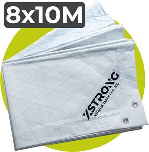 Xstrong Pro 200 plachta 8x10 biela Vodotesná Super silná s očkami