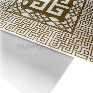 Stropné panely 3D XPS 0038, cena za kus, rozmer 50 cm x 50 cm, VERSO - grécky kľúč zlato-biely, IMPOL TRADE