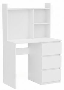 Písací stôl na počítač ComfortCove, biely, 90 cm, s nadstavbou a policou, moderný, priestorovo úsporný