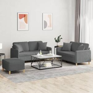 Maison Exclusive – 3-dielna sedacia súprava s vankúšmi, tmavosivá látka