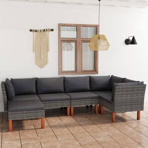 Maison Exclusive – 6-dielna záhradná súprava s vankúšmi Poly Rattan Grey