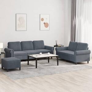Maison Exclusive – 3-dielna sedacia súprava s vankúšmi, tmavošedý zamat