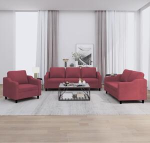 Maison Exclusive – 3-dielna sedacia súprava s vankúšmi, vínovočervená látka