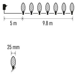 LED Vianočná vonkajšia reťaz 50xLED/8 módov 14,8m IP44 multicolor