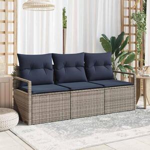 Maison Exclusive – Sedacia súprava, 3 kusy, sivá [syntetický materiál]: Polyratan