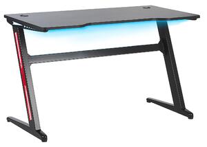 Herný stôl čierna MDF kov 120 x 60 cm obdĺžnikový stôl RGB LED svetlá moderný štýl kancelária