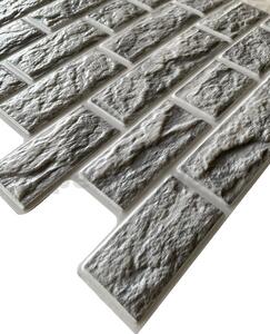 Obkladové panely 3D PVC TP100028032, cena za kus, rozmer 473 x 473 mm, tehla sivá s bielou škárou, IMPOL TRADE