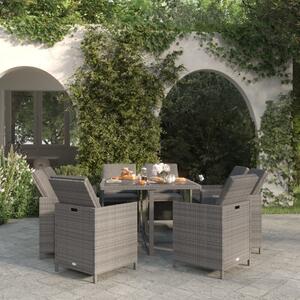 Maison Exclusive – 9-dielna záhradná jedálenská súprava s poduškami Poly Rattan Grey