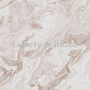 Vliesové tapety na stenu Evolution 10318-13, rozmer 10,05 m x 0,53 m, mramor ružový s metalickými kontúrami, Erismann