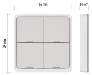 Vypínač 4-tlačidlový GoSmart 1xCR2430 Tuya biela