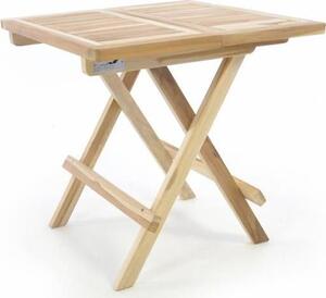 Skladací záhradný stolík DIVERO - teakové drevo neošetrené - 50 cm