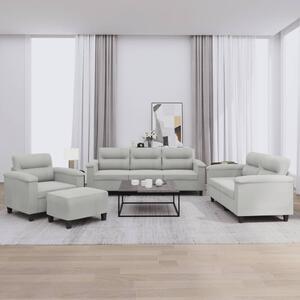 Maison Exclusive – 4-dielna sedacia súprava s vankúšmi, svetlosivá mikrovlákna