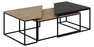 Konferenčné stolíky v súprave 3 ks s doskou v dubovom dekore v prírodnej farbe 70x110 cm Titan – Marckeric