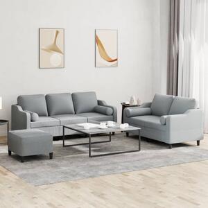 Maison Exclusive – 3-dielna sedacia súprava s vankúšmi, svetlosivá látka