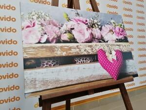 Obraz kvety karafiátu v drevenej bedničke - 60x40
