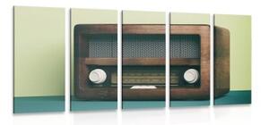 5-dielny obraz retro rádio - 100x50