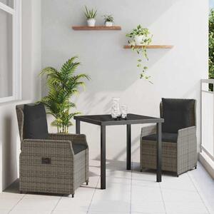 Maison Exclusive – Záhradná jedálenská súprava, 3 kusy, sivý polyratan