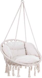 Závesné kreslo BOHO s vankúšmi, Ø61cm, béžová