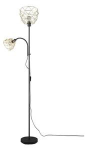 Stojacia lampa v čiernej a zlatej farbe s kovovým tienidlom (výška 180 cm) Haval - Trio