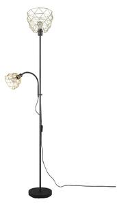 Stojacia lampa v čiernej a zlatej farbe s kovovým tienidlom (výška 180 cm) Haval - Trio