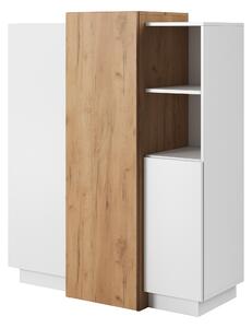 Moderná komoda do obývačky alebo spálne, biela / dub Craft Gold, 110 x 45 x 133,5 cm