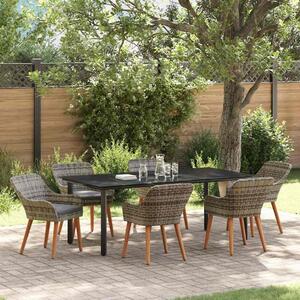 Maison Exclusive - Záhradný jedálenský set s vankúšom 7 pcs Sivá polyratan