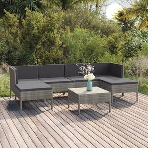 Maison Exclusive – 7-dielna záhradná súprava s vankúšmi, poly ratan, sivá