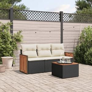 Maison Exclusive – 4-dielna záhradná súprava s vankúšmi, čierna, polyratan