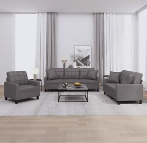 Maison Exclusive – 3-dielna sedacia súprava s vankúšmi, sivá umelá koža