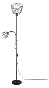 Čierna stojacia lampa s kovovým tienidlom (výška 180 cm) Haval – Trio