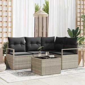 Maison Exclusive – Sedacia súprava, 5 kusov, tmavosivá [syntetický materiál]: Polyratan