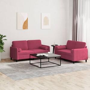 Maison Exclusive – 2-dielna sedacia súprava s vankúšmi z vínovočerveného zamatu